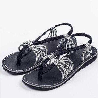 Women Summer Vintage Gladiator Shoes Beach Lace up Sandals Flat Heels Slippers Ladies Beach sandalias zapatos mujer
